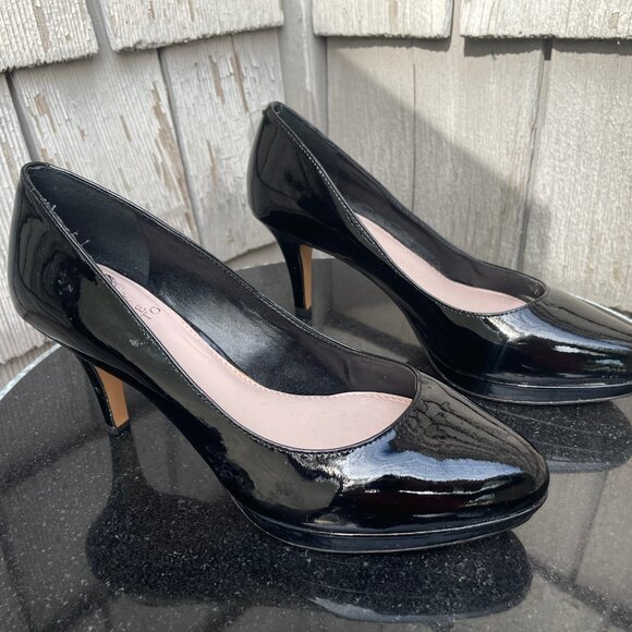 Vince Camuto Black Patent Leather High Heels Platform Dress Shoes 7.5M - Picture 3 of 9